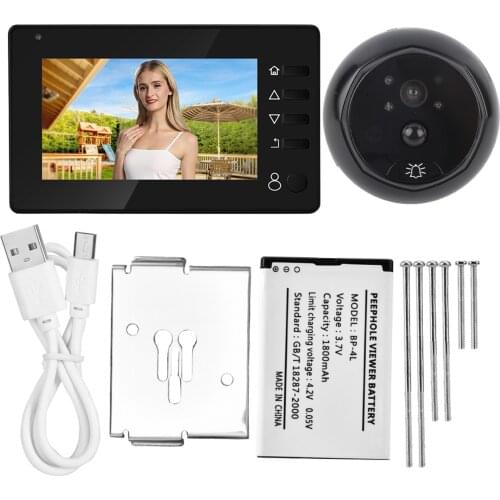 4.3Inch Infrared Night Vision Visual Doorbell Peephole Video Recording PIR Motion Detector Door Viewer Anti-thef Security System