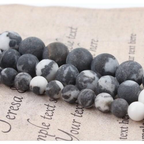 4 6 8 10 12 mm Frosted White&Black Zebra Jaspers matte beads natural stones Round loose beads for jewelry making bracelet 15