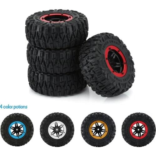 4PCS RC 2.2in Climbing Rubber Tires Rock Crawler Wheel Tires Car Auto Set with Wheel Rim Beadlock for RC 1/10 Car