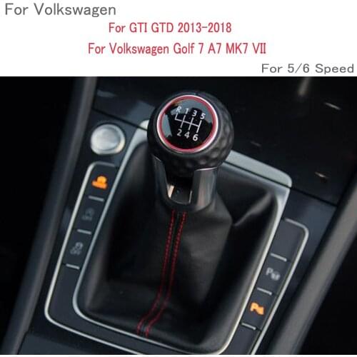 Auto Black Leather Boots Gear Shift Stick Shifter Knob 5/6 Speed For Volkswagen VW Golf 7 A7 MK7 VII For GTI GTD 2013-2018