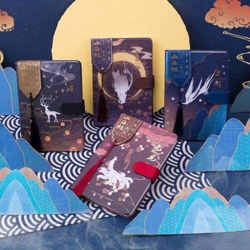 A5 Thickened Notebook Chinese Style Student Planner Notebook Kawaii Notepad Diary Agenda Magnetic Buckle Office Supplies