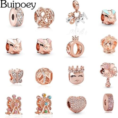 Buipoey 2pcs Dragonfly Butterfly Charm Fit Brands Bracelet Bangle Flower Pendant Necklace Fine Beaded Bracelet Jewelry Gift