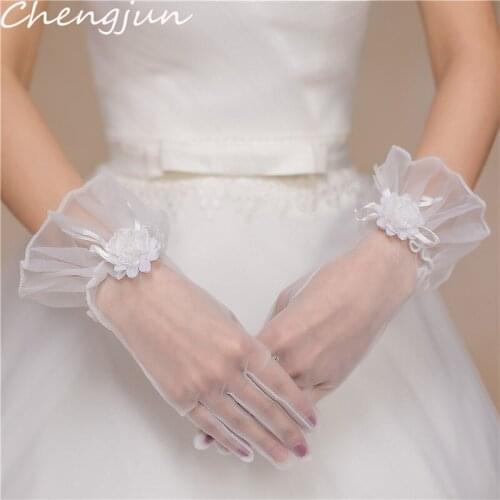 Chengjun High Quality Wedding Accessories Illusion Simple Short Bridal Gloves
