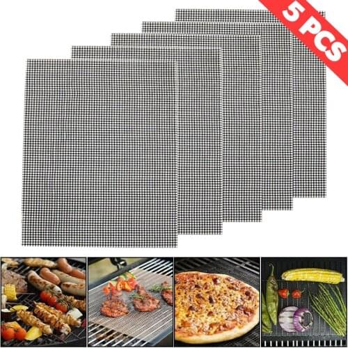 1-5Pcs Heat-Resistant Barbecue Mesh Mat Non-Stick BBQ Grill Mat 40X33Cm Baking Mat Reusable Grilling Mesh Pads Outdoor Activitie