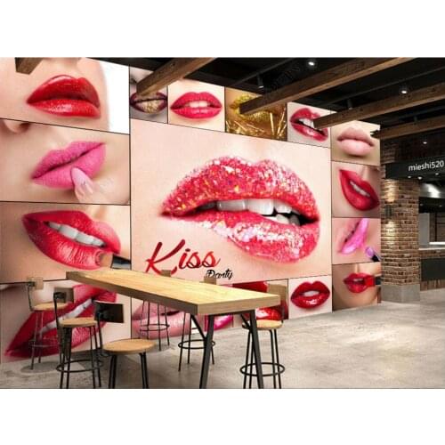 Custom photo mural 3d wallpaper HD sexy red lips bar nightclub home decor 3d wall murals wallpaper for walls in rolls