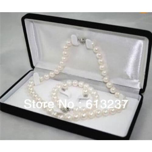Hot free Shipping new Fashion Style diy 6-7MM White real natural Pearl Necklace Bracelet Earring 18'' GE4016