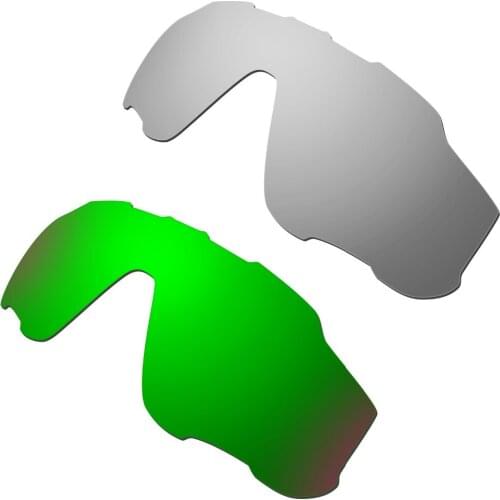 HKUCO Silver/Green 2 Pairs Polarized Replacement Lenses For Jawbreaker Sunglasses