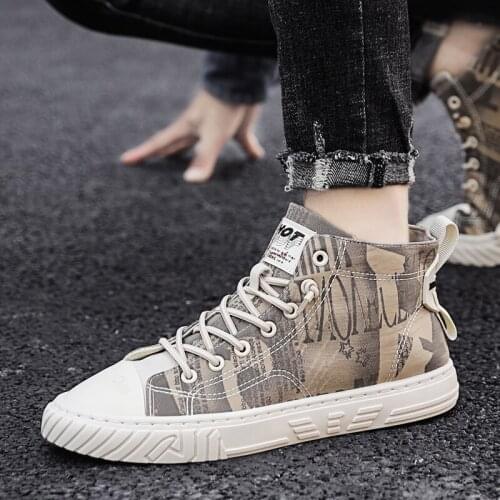 2020 Mens Vulcanized Shoes Canvas Fashion Lace-up Solid Walking Shoes Rubber Flat Sneakers Autumn Casual Mens Shoes