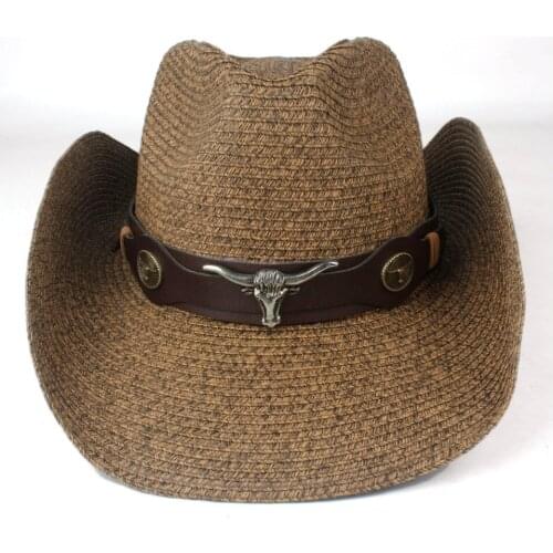 Summer Straw Men Women Black Western Cowboy Hat Wide Brim Hat Outdoor Sombrero Hombre Cowgirl Hat
