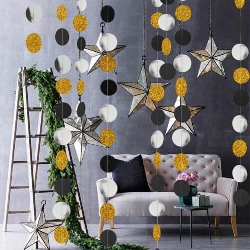 HOT 4M Champagne Circle Garlands Rose Gold Paper Banner Birthday Party Decoration Supplies Wedding Hanging Garland Baby Shower