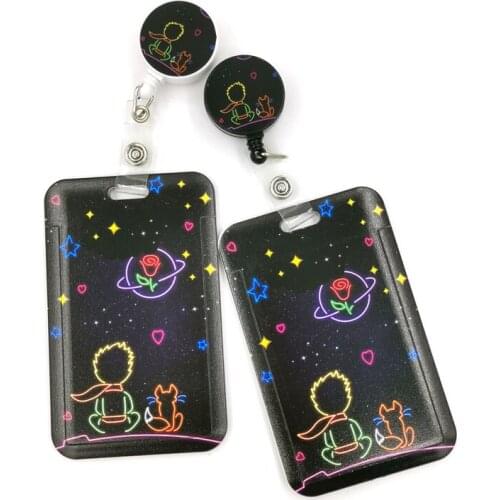 Little Prince Cute Card Cover Clip Lanyard Retractable Student Nurse Badge Reel Clip Cartoon ID Card Badge Holder accessories