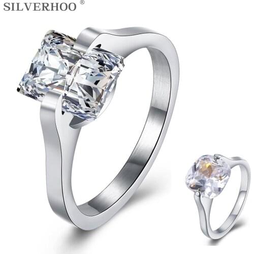 Cute Rings For Women Simple Design Silver Color Rings Fashion Square Zircons Jewelry Girl Wedding Finger Ring Fine Accessories