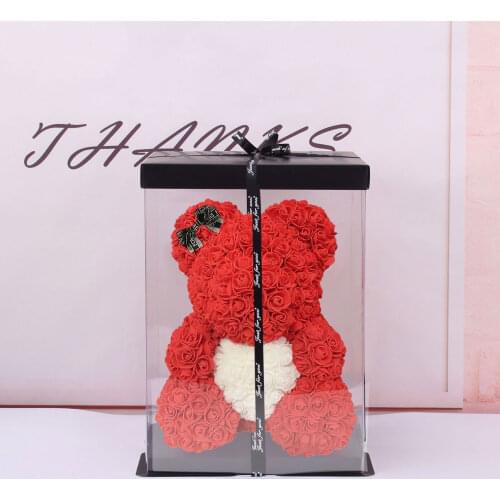 25cm Teddy Rose Bear With Box PE Artificial Flower Rose Bear For Girlfriend Women Wife Mothers Day Valentines Day Gifts