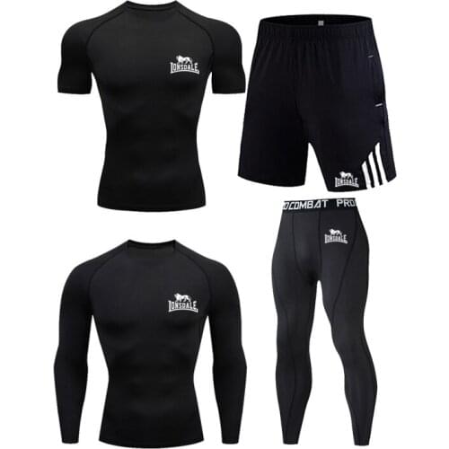 Mens fast drying suit mens tight suit stretch t-shirt mens bodybuilding pants boxing suit Muscle Mens suit training suit