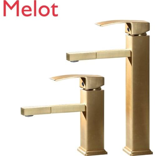 Nordic Affordable Luxury Copper Brushed Gold Faucet Bathroom Basin Wash Basin Household Hot and Cold Faucet