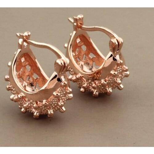 New Hollow Dangle Earrings 585 Rose Gold Wedding Carving Unique Women Big Earrings Fine Party Fashion Jewelry Unusual Earrings