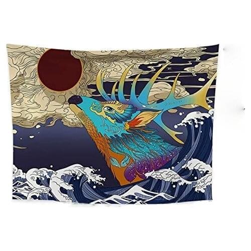 Painted Elk Animal Graphic Tapestry Wall Hanging Adorns Living Room Bedroom Dormitory