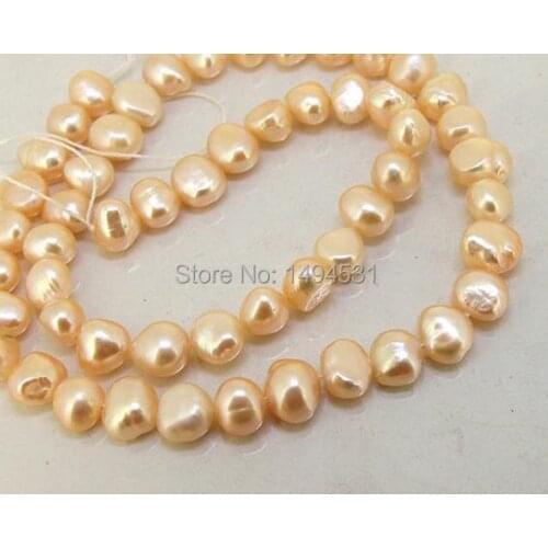 Wholesale Pearl Jewelry One Strand Natural Pink Freshwater Cultured Pearl Loose Beads Gem Jewelry 5-8mm - Free Shipping