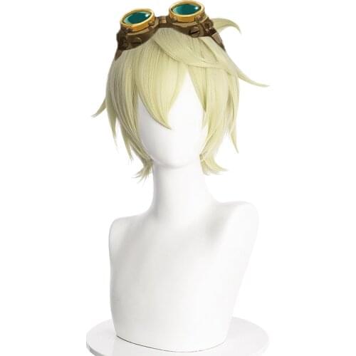 Bennett Wig Game Genshin Impact Cosplay Golden Short Heat Resistant Synthetic Hair Pelucas Anime Costume Role Play Wigs