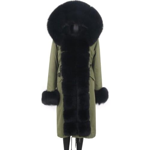 Women X-long New Parka 7xl Waterproof Natural Fox Fur Hood Warm Real Fur Coat Winter Jacket Outerwear Detachable