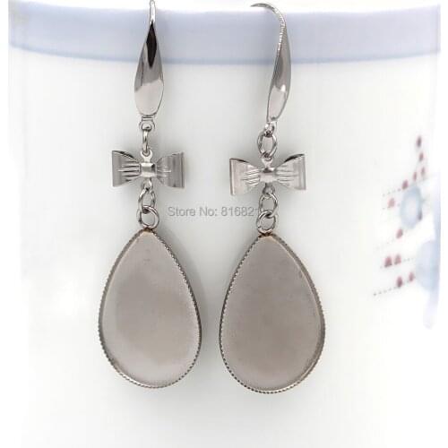 Blank 13x18mm 18x25mm Glass Cabochon Earring Base Settings Stainless Steel Ear Wire Hooks DIY Earrings Findings Accessories