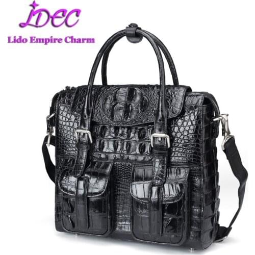 Luxury Leather Handbag Men Vintage Messenger Bag Quality Crocodile Skin Fashion Business Large Capacity Crossbody Bags For Men