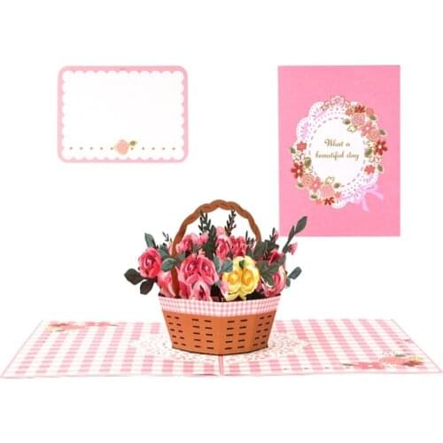 Rose Flower 3D Pop-Up Greeting Card for Birthday Mothers Day Wedding Party Anniversary Graduation with Envelope