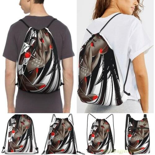 Kakegurui Men Purpose Drawstring Backpack Bags Women Outdoor Travel Backpacks Gym Training Swimming Fitness Bag