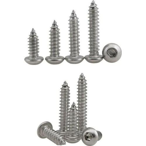 10pcs M3 M4 M5 M6 304 stainless steel round head hexagon socket self-tapping screws