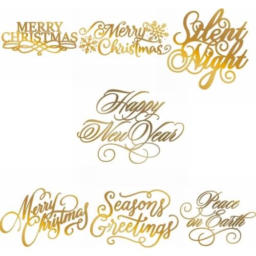 Merry Christmas Happy New Year Sentences Metal Cutting Dies Hot Foil Plates Scrapbooking Craft Embossing Cards New Die Cut 2019