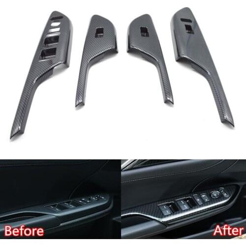 Carbon Fiber Style Interior Door Handle Armrest Panel Window Lift Button Switch Cover Trim Car Styling For Honda Civic 2016 2017