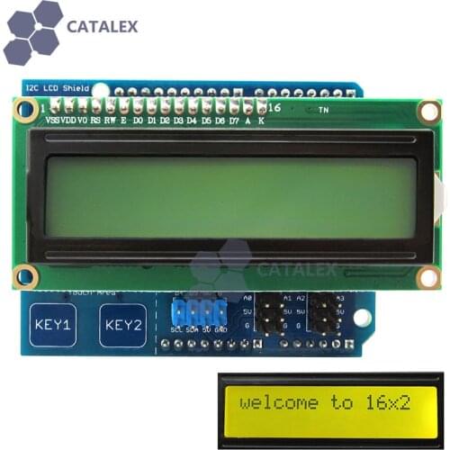 I2C LCD 1602 Shield Display Module with Touch Keys Yellow-green Backlight for Arduino UNO / Mega2560
