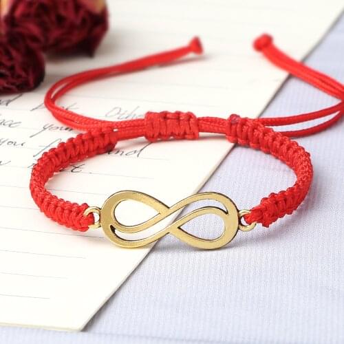 Digitial 8 Infnity Braided Bracelets Lucky Red Thread Rope Bangles Charm Women Handmade Adjustable Knot Bracelet Simple Jewelry