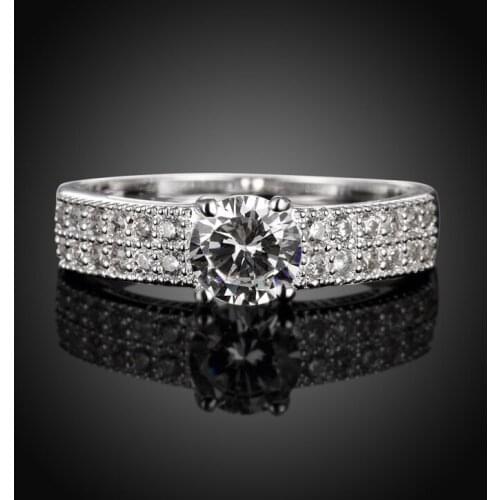 Royal jewelry Silver Color ring white cubic zirconia Gift Party Anniversary Engagement Wedding Ring for women AR2136