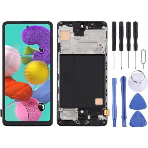 LCD Screen and Digitizer Full Assembly With Frame for Samsung Galaxy A51 TFT Material (Black)