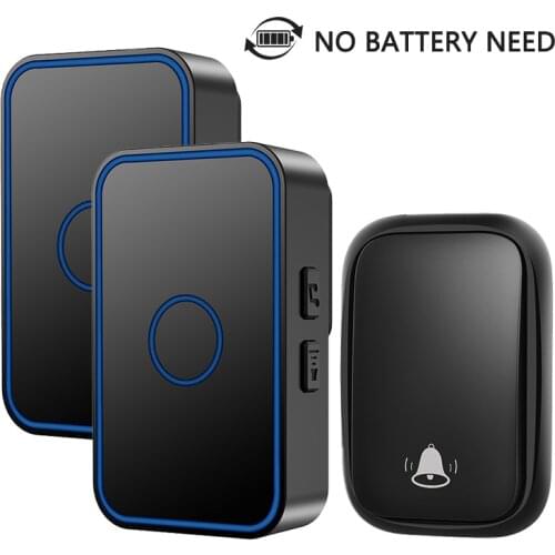 CACAZI Wireless Doorbell Self powered Waterproof No Battery Required Door Bell 150M Range Cordless Home Door Ring Bells EU plug