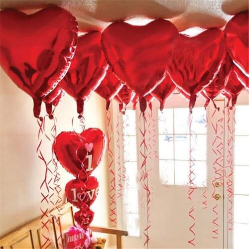10pcs 10inch Heart Shaped Aluminum Foil Balloons Wedding Birthday Festival Party Supplies Helium Balloon 6ZSH034-10
