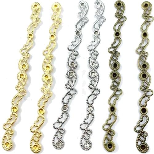 10pcs 8*96mm Metal strip Rectangle Filigree Flower Wraps Connectors Crafts Decoration DIY Findings Connectors