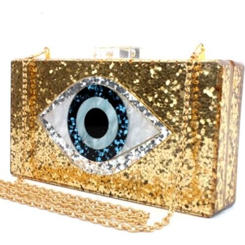 2019 new trend wallet Messenger bag eyes sequins acrylic clutch bag unique shoulder diagonal evening bag
