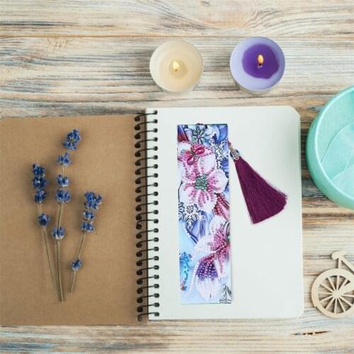 5D Diamond Painting Flower Floral Bookmark Diamond Embroidery Craft Tassel Book Marks for Books Christmas Gifts