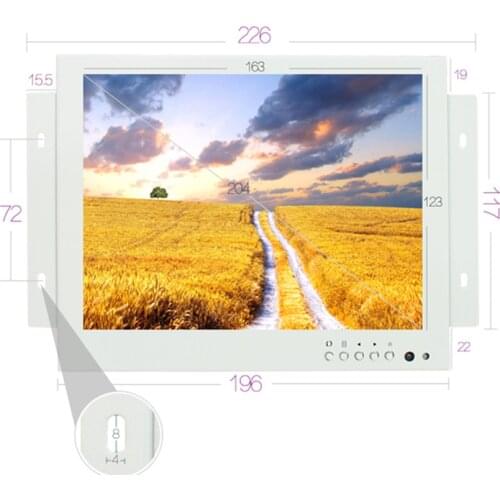8 inch Open Frame Industrial monitor/metal monitor with VGA/AV/BNC/HDMI monitor White color