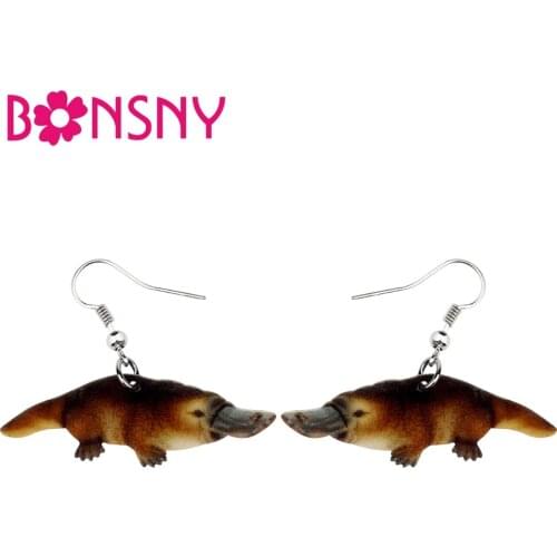 Bonsny Acrylic Australian Platypus Duckbill Earrings Drop Dangle Wild Animal Jewelry For Women Girls Teens Novelty Charms Gift