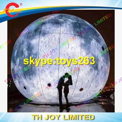 DDU free shipping inflatable moon balloons with LED light / big inflatable planet balloon for out door advertising moon festival