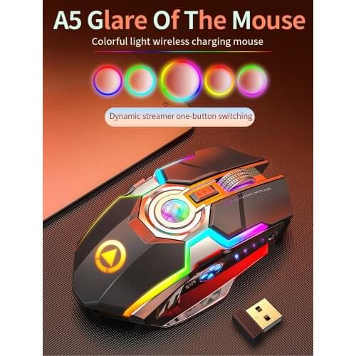 Wireless Mouse 1600dpi Rechargeable Mute Gaming Mouse RGB Breathe Backlight Optical Mouse Electroplated Laptop Computer Mouse
