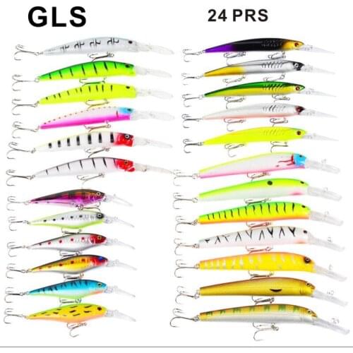 GLS brand 24 classic lure bait set plastic fake bait set hard bait mixed weight 464g 3D holographic fisheye fishing bait