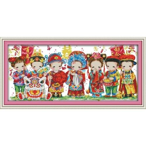 Joy Sunday Folk Custom Wedding Cross Stitch Needlework Embroidery Cross Stitch Craft Cross Stitch Embroidery Kit for Home Decor