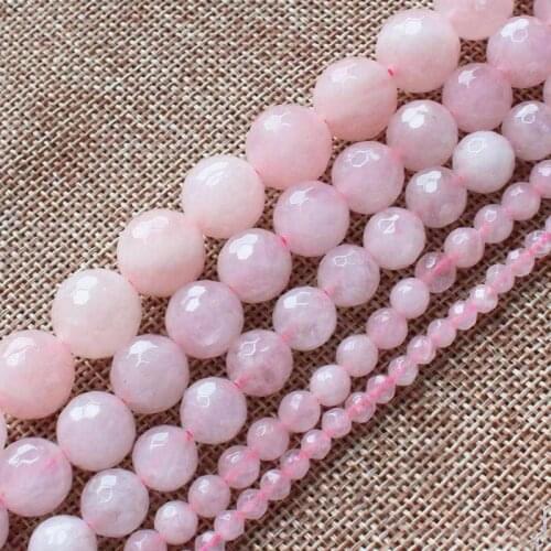 Faceted Natural Rose Quart Round Beads15"/38cm,For DIY Jewelry making ,provide mixed wholesale for all items