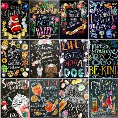 CHENISTORY Oil Painting By Number Blackboard Landscape Hand Painted Paintings Gift DIY Pictures By Numbers Drawing On Canvas Hom