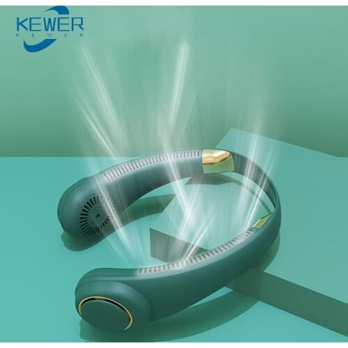 KEWER Mini Neck Fan Portable Bladeless Fan Rechargeable Leafless Hanging Fans Air Cooler Portable Wearable Neckband Fan 4000mAh