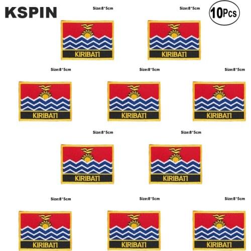 Kiribati Flag Embroidery Patches Iron on Saw on Transfer patches Sewing Applications for Clothes in Home&Garden